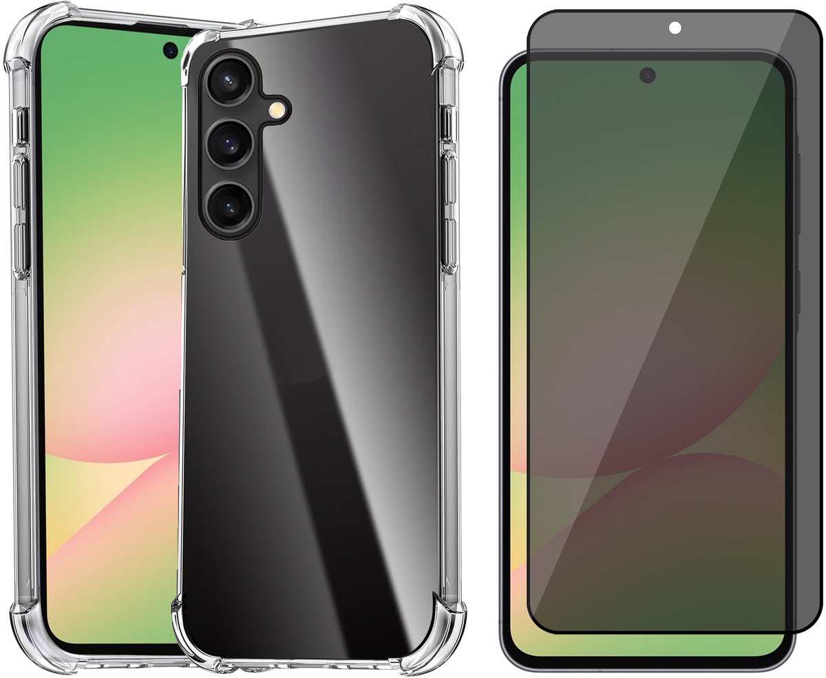 Hoesje geschikt voor Samsung Galaxy A56 / A36 - Privacy Screenprotector Volledig Dekkend Glas - Shockproof Transparant