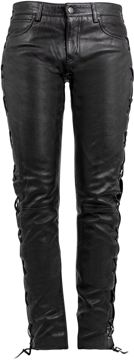 Gipsy Tie-Up Dames Lederen broeken - zwart - XL