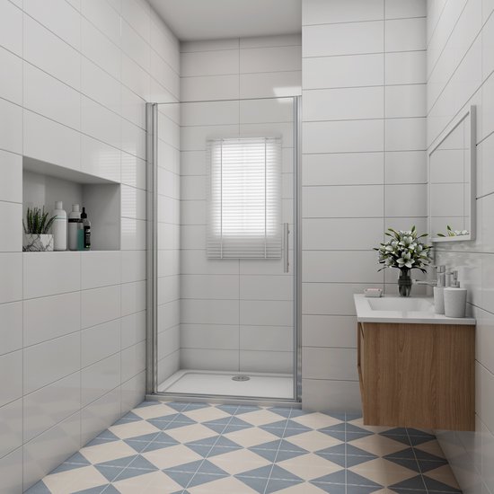 Foto: Douche pendeldeur 6mm helder nano antikalk veiligheidsglas hoogwaardig glad aluminium profiel 90x195cm