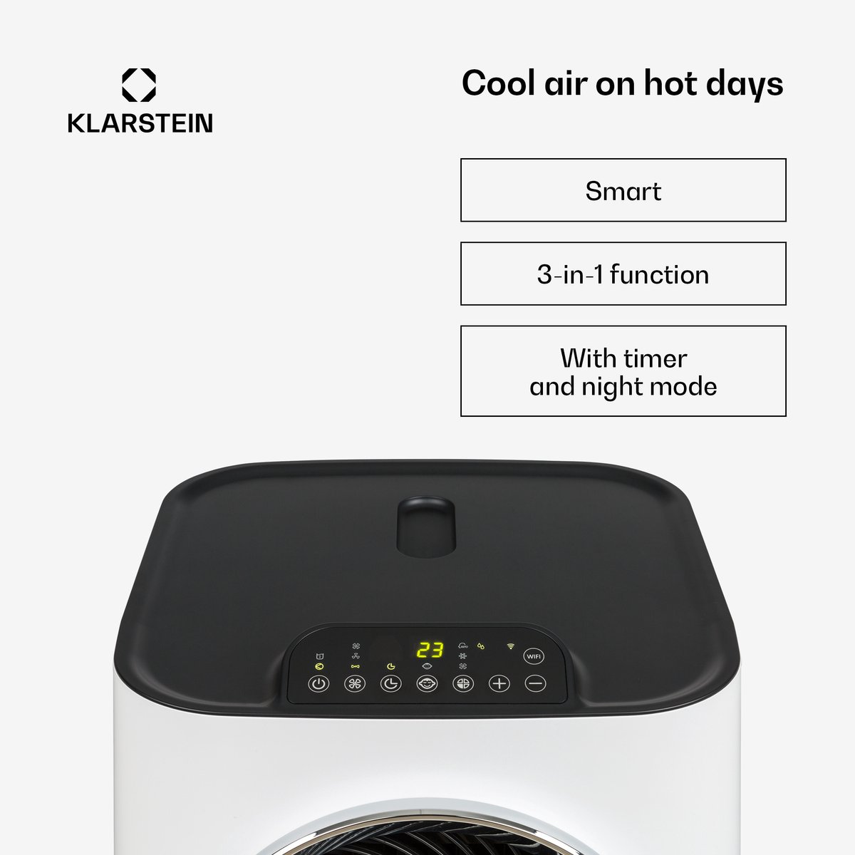 Mobiele airconditioner Klarstein 12.000 BTU 3,4 kW koelvermogen, 5-in-1 luchtkoeler, ontvochtiger, ventilator, app-bediening - Afbeelding 4