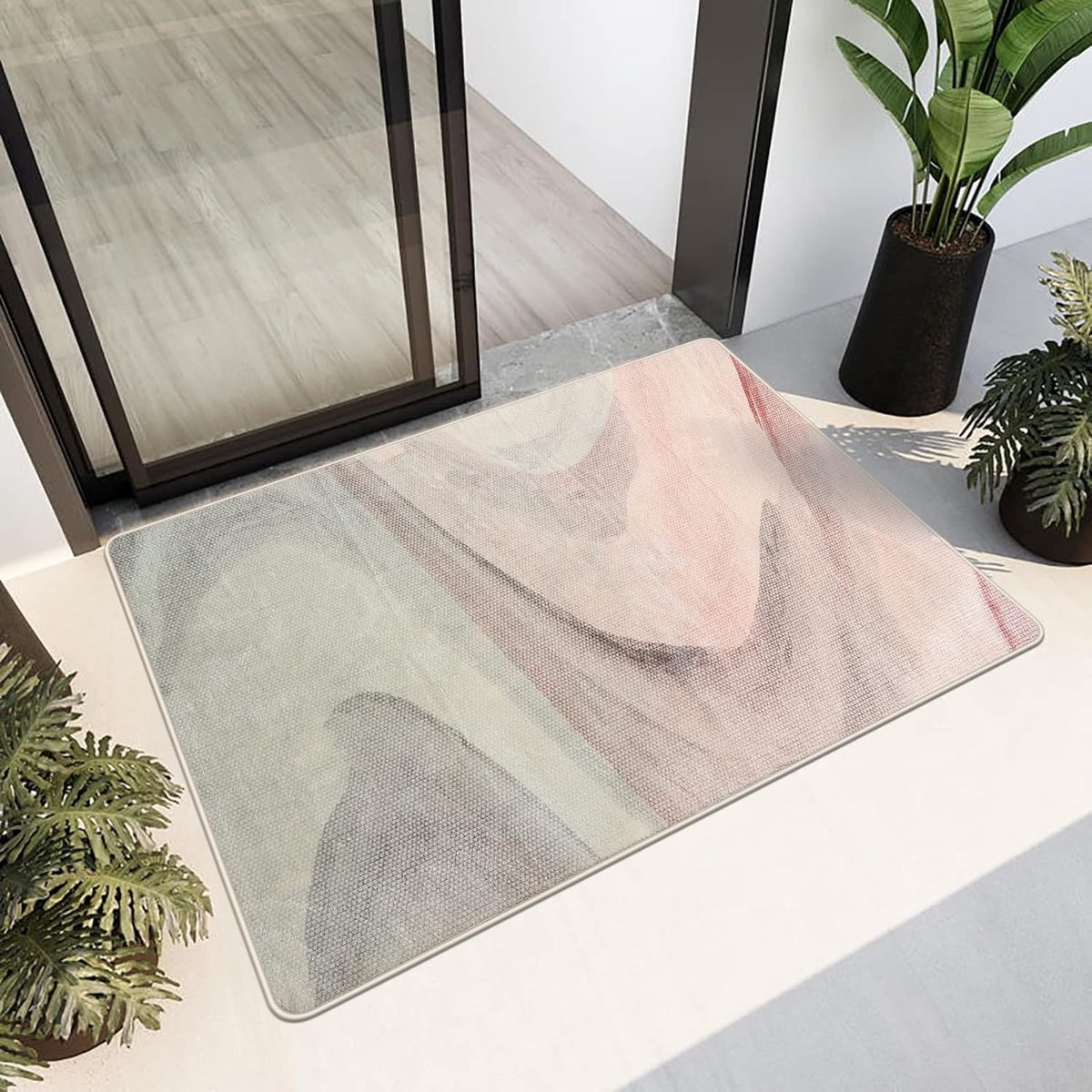Ibenzoa® Modern Abstract Tapijt voor Woonkamer en Slaapkamer, Zacht en Antislip, 80x120 cm, Grijs/Roze