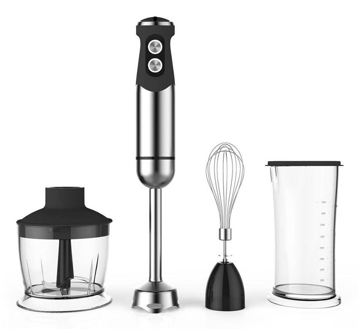 Witt 61120040 blender 0,8 l Blender voor op aanrecht 800 W Zwart, Zilver, Transparant