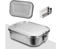 RVS Broodtrommel 1400 ml met verdeler - Brooddoos - RVS Lunchbox - 3-delige set - Meal Prep Bakjes - Roestvrij Staal Vershoudbakjes - Vershouddoos - Vaatwasbestendig