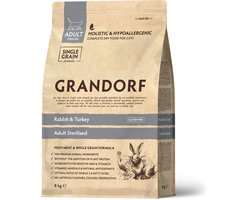 Grandorf Sterilised Kattenbrokken Adult Konijn & Kalkoen 8 Kg