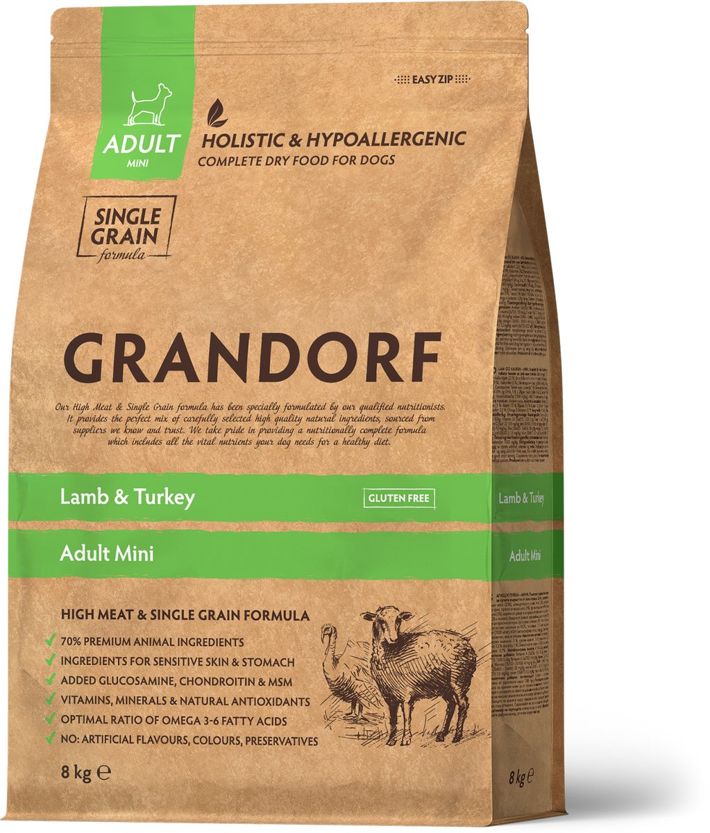 Grandorf Hondenbrokken Adult Mini Lam & Kalkoen 8 Kg
