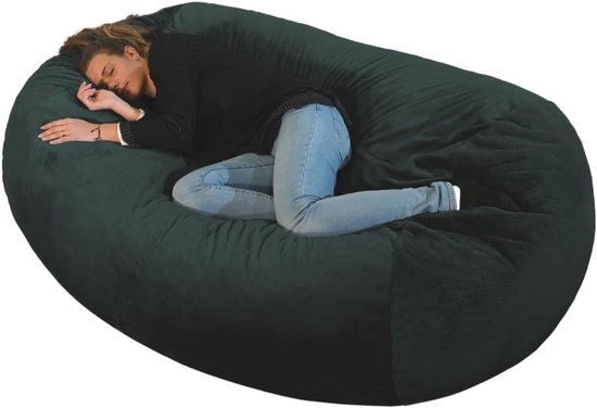 Grote XXL Zitzak - Comfortabel en Machinewasbaar - Ideaal voor Slaapkamer en Woonkamer - Milieuvriendelijk met Opgewaardeerde Schuimvulling (160 x 90 x 60 cm, Zwart)