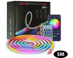 MOS - Neon Multi Color Led strip licht 5M USB - App control + Afstandsbediening - IC-RGB - 7*14MM - IC RGB - LONGITUD - IP68 - Music Sync - Game Room verlichting - TV verlichting