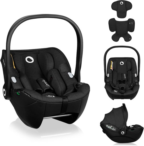Lionelo Moxie i-Size - Siège auto et porte-bébé dès la naissance - 40-87 cm - Dos à la route (RWF) - Tissu en Bamboe - Dri-Seat - Léger 4,3 kg - Compatible ISOFIX - Memory foam - Ceintures magnétiques - Pare-soleil - Appuie-tête réglable