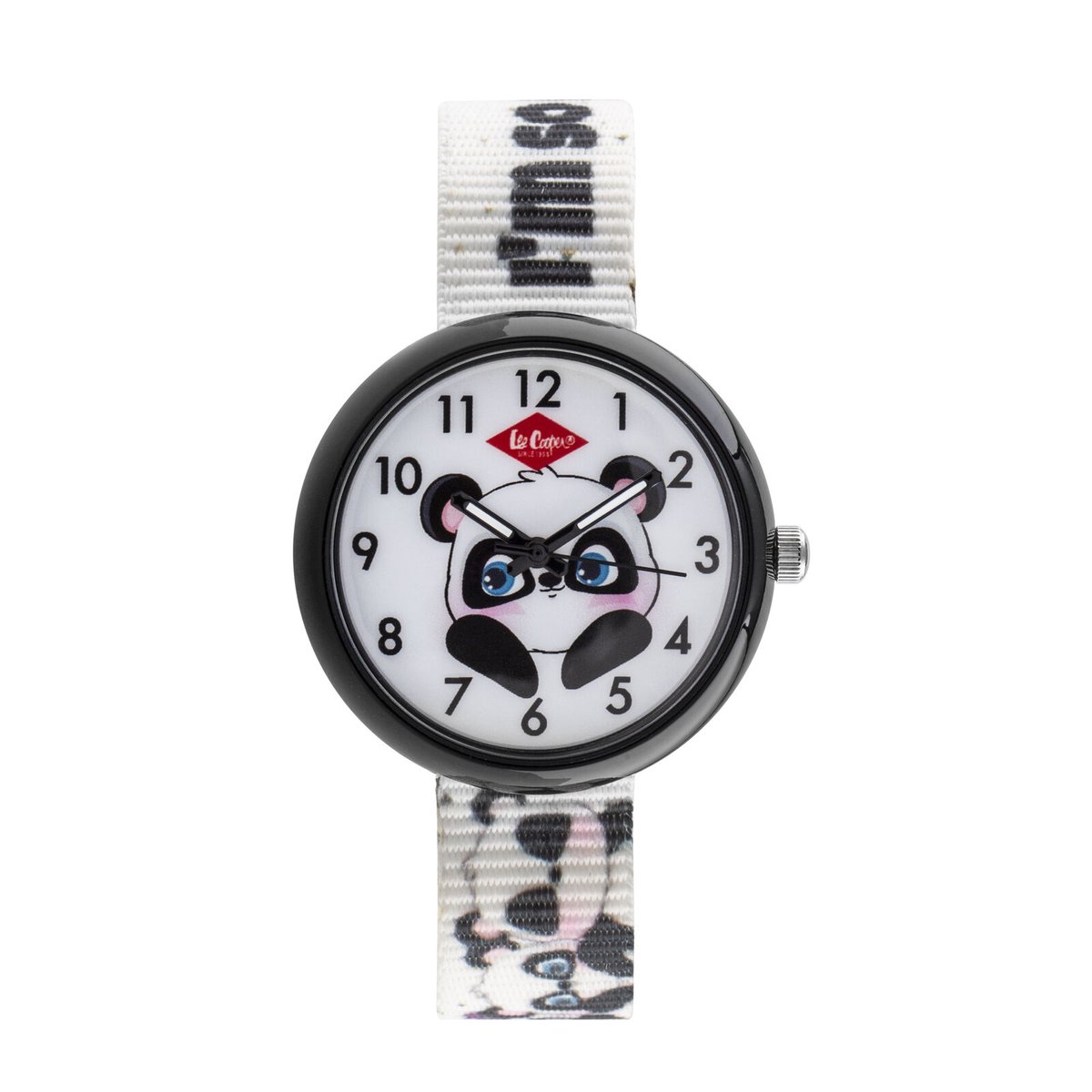 Lee Cooper-model lc.k.3.663-kinderhorloge-unisex-3 atm waterdicht-wit-zwart-Afbeelding panda -diameter 32 mm