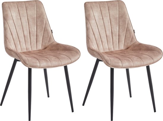 Colenis® - Chaise de salle à manger Lesedi - Set de 2 - Champagne - Adoré Velvet - Industriel