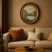 Peinture peinte à la main huile sur toile - peinture à l’huile Vintage - Decor paysager - cadre en bois - d’Egypte