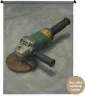 Wandkleed 90x120 cm - Wanddoek Haakse slijper - Schilderij - Gereedschap - Wandtapijt - Wandkleden