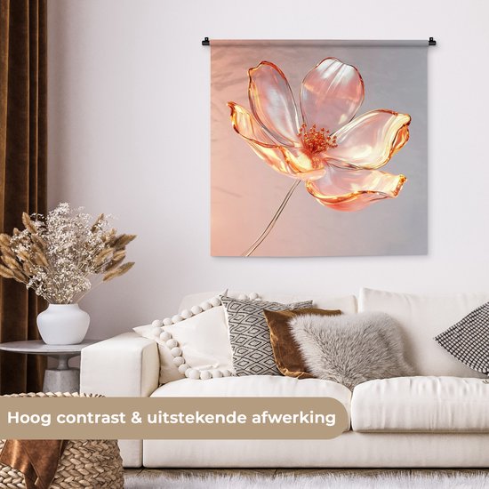 Tapisserie murale 90x90 cm - Verres mural Verres - Bloem - Rose - Tapisserie murale - Tapisseries