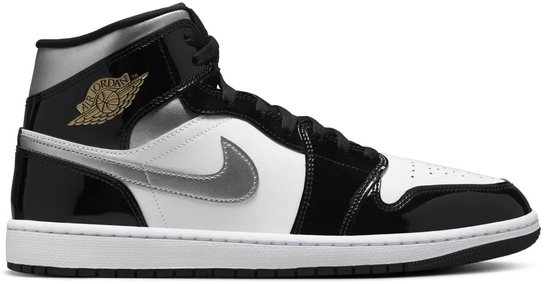 Nike Air Jordan Mid SE Taille 46 Noir verni, White, argent