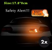 Actie4you® - Autosticker - Baby in Car – Baby on board – Baby sticker – 18CM x8CM - Reflecterend – 2 Stuks - Oranje