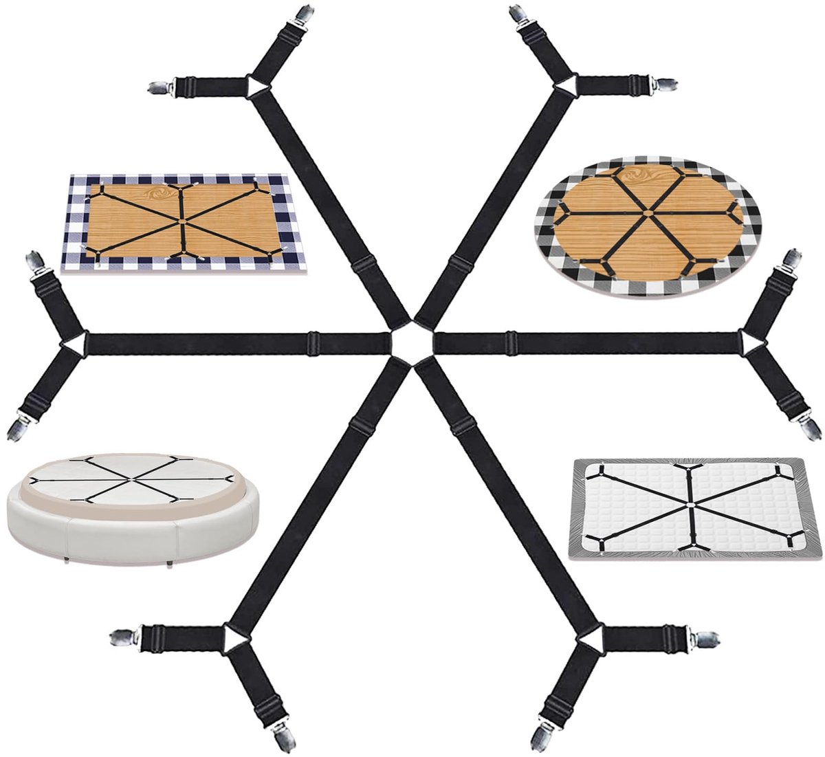 Ibenzoa® Elastische Verstelbare Lakenklemmen Met Metalen Clips Voor Perfecte Pasvorm En Stabiliteit Van Bedlinnen