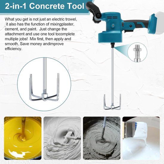 Elektrische troffel muur gladmakende polijstmachine, 1500W troffel muur gladmakende polijstmachine Kit muurcementmortel, 6 snelheidsregeling, elektrische gipsplaatschuurmachine