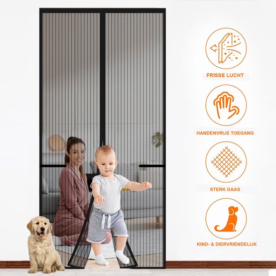 Magnetisches Fliegengitter Türvorhang – Selbstschließend, 140x220 Cm, Einfach Montieren, Für Balkon- & Zimmertüren