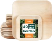 Bol.com HAAGO 40 Palmblad Wegwerp Borden (2 Maten 25cm & 15cm Vierkant) - 100% Natuurlijk Ecologisch Biologisch afbreekbaar & Co... aanbieding