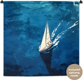 Wandkleed 90x90 cm - Wanddoek Zeilboot - Water - Abstract - Schaduw - Wandtapijt - Wandkleden