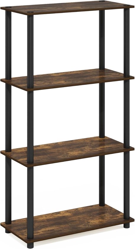 Multifunctioneel 4-Tier Plank Display Rack – Amber Pine/Zwart | bol