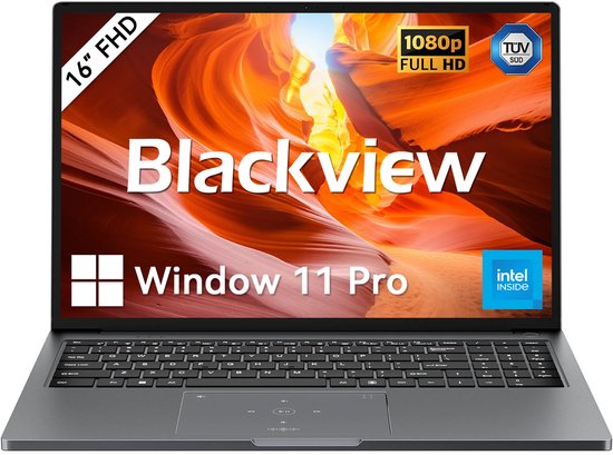 Blackview AceBook 12 Laptop - Intel Core i5-12450H - 16 inch FHD - 16GB DDR4 - 512GB SSD /2 TB - Window 11 Pro Notebook - Dual Band 5G WiFi - Grijs