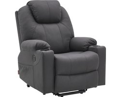 MCombo 7040 Elektrische Relaxstoel met Opstahulp – Massage, Verwarming, USB - Donkergrijs Microvezel