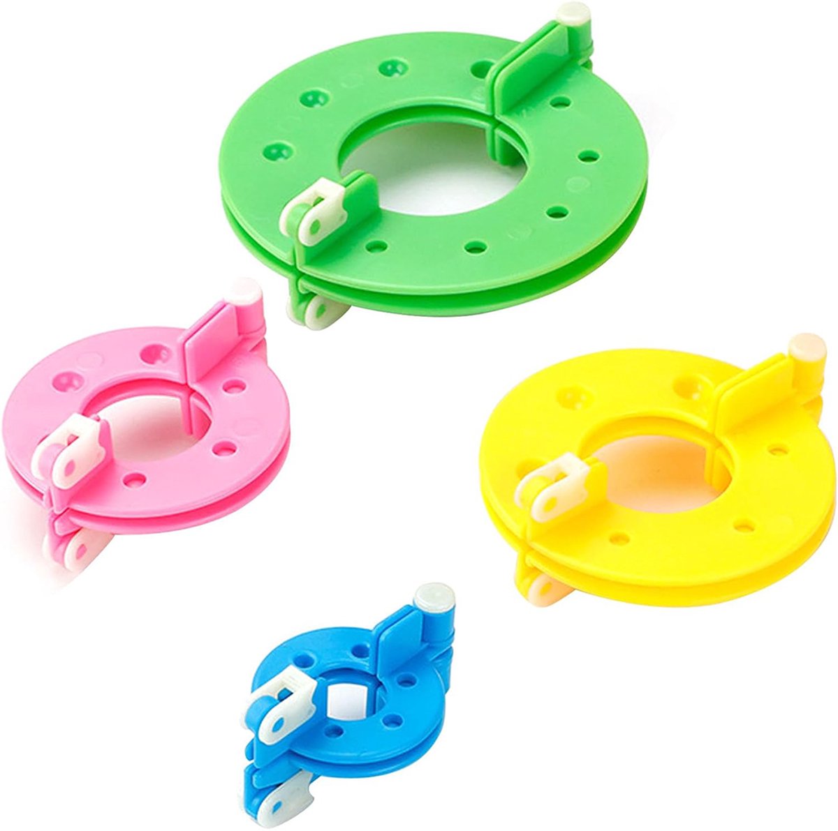 4-delige pomponmaakset - pomponmaakset - pomponweven - weven van 4 maten kwasten (3,5/5,5/7 en 9 cm)