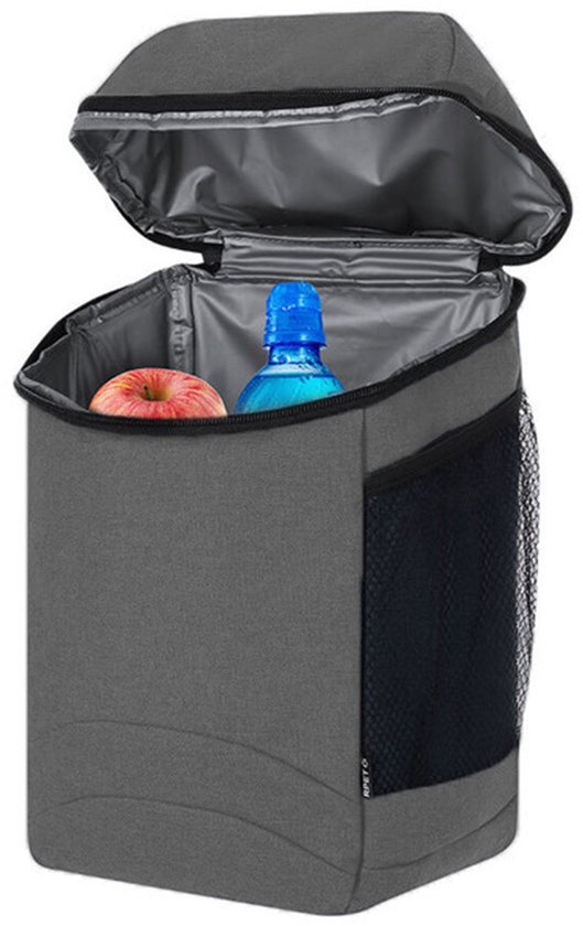 Koel rugtas Playa - grijs - voor lunchpakket of drankjes - 11 liter - 22 x 37 x 14 cm - koeltas - gerecycled materiaal — afbeelding 3