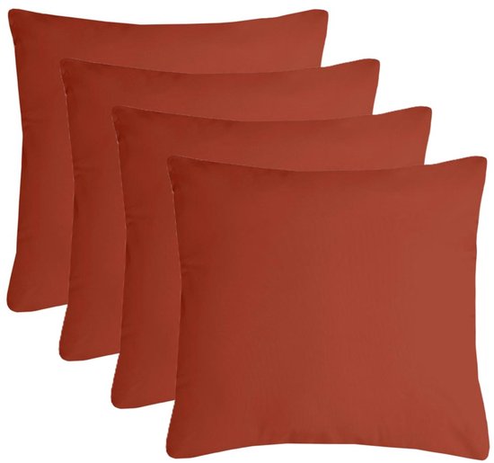 Coussin décoratif en tissu Nelson - 4x - terracotta - 40 x 40 cm - coussins de banc - coussins d'assise - intérieur/extérieur - polyester