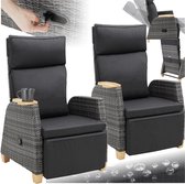 Bol.com tectake® Set van 2 Wicker Buitenfauteuils - Tuinstoel met Hoge Rugleuning - Met Voetsteun en Verstelbare Rugleuning - Re... aanbieding