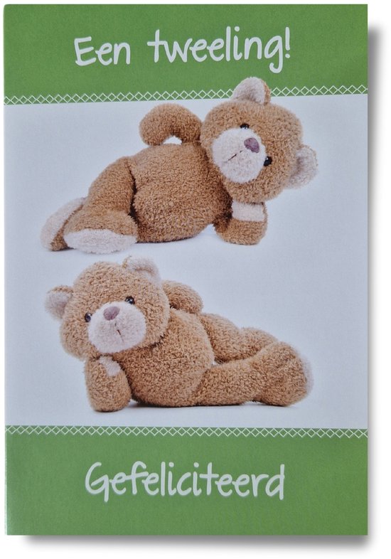 Joyeux anniversaire à vos jumeaux ! - Faire-part de naissance de Luxe Jumeaux - 12x17cm - Carte de voeux pliée avec enveloppe