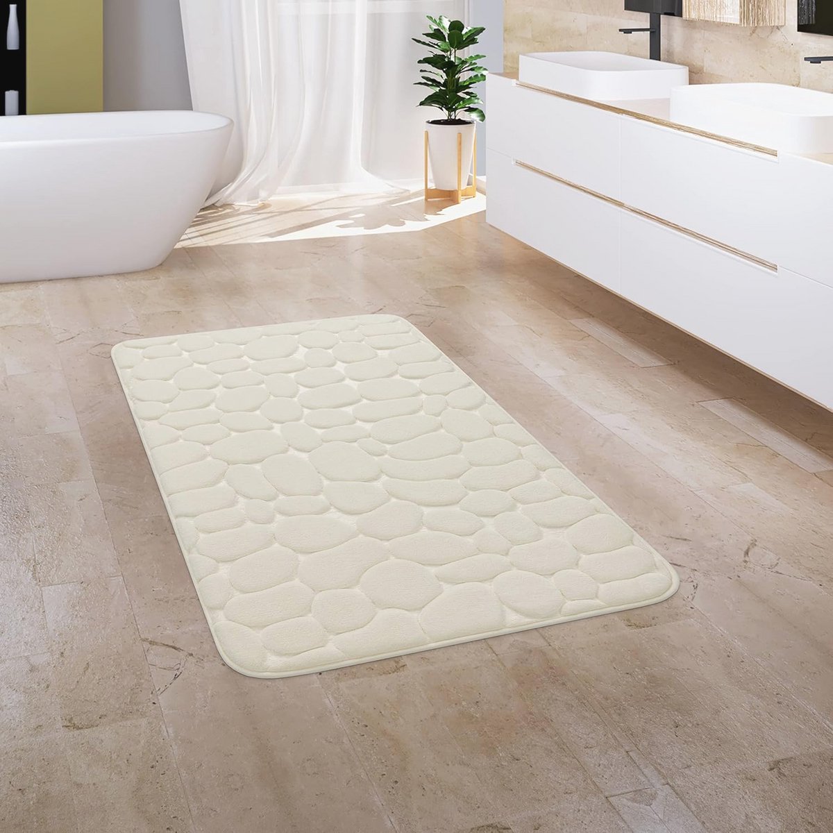 Badmat 65x120 cm Wasbaar Pluizig Traagschuim 3D Effect voor Badkamer