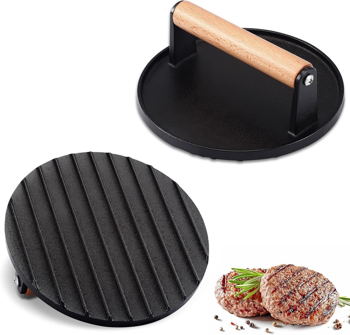 Burger Smasher - Grill Press - Gietijzeren Bakplaat