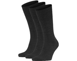 FALKE Airport 3-Pack warme ademende merinowol katoen multipack sokken heren grijs - Maat 43-44