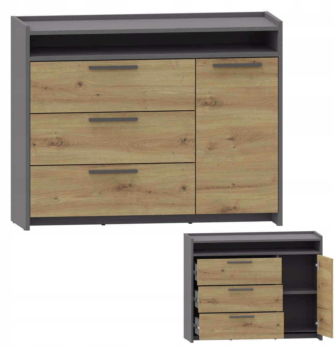 UFC ALTIVO Serie - Grote Antraciet Kast - Artisan Eik - ABS Rand