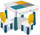 VEVOR Tafel en stoelen voor vrijstaande diversificatie voor kinderen, meubels voor DME van hout, activiteitentafel voor kinderen met 2 stoelen, in hoogte verstelbaar, om te tekenen, lezen en eten