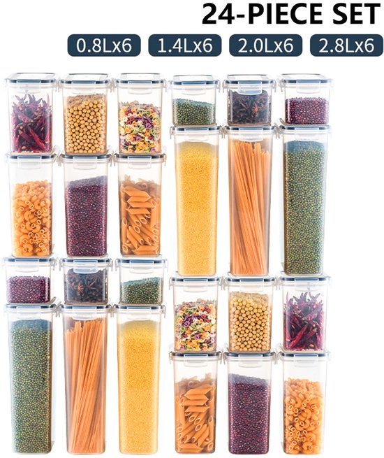 stusgo 18 stuks luchtdichte voedselopslagcontainers met deksels, BPA-vrije doorzichtige voorraadkast opbergcontainer voor keuken, voedselvoorraadkast, organisatoren en opslag, plastic voorraadkast