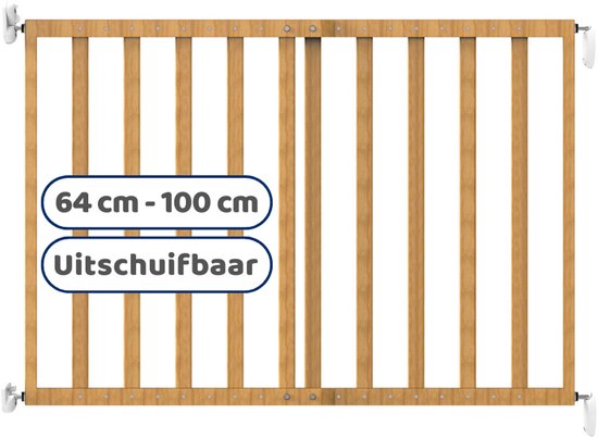 Noma Uitschuifbaar Traphekje - Veiligheidshekje - Naturel - Hout