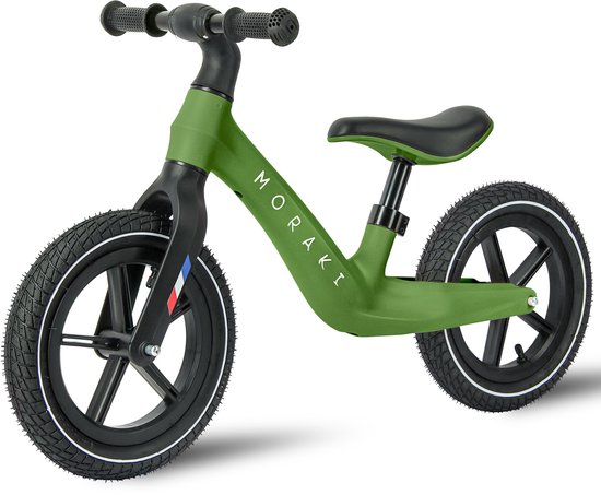 Moraki - Loopfiets - 2 Jaar - Verstelbaar Zadel - Balance Bike - 3 Jaar - Jongens en Meisjes - Groen