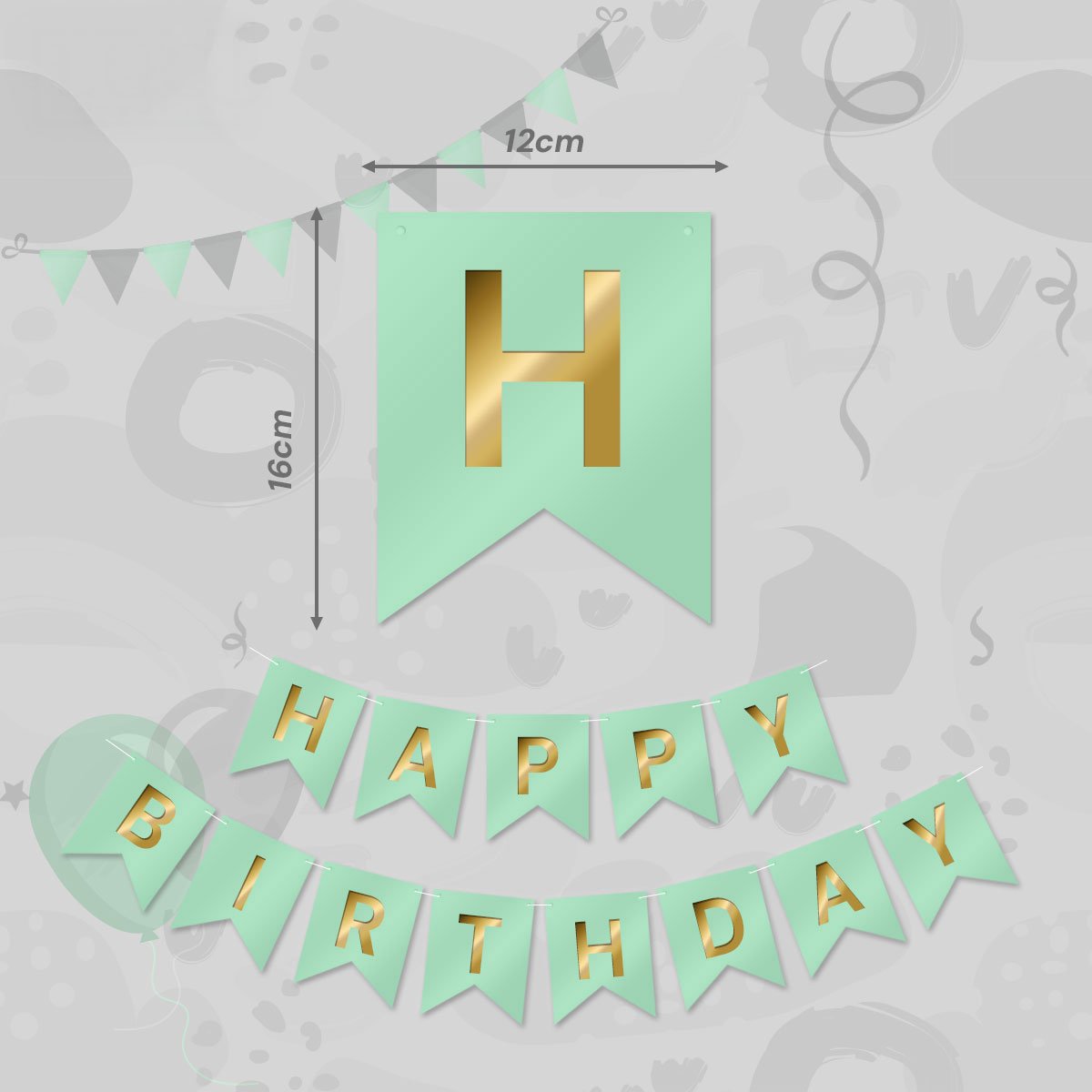 LUQ - Groen & Goud Happy Birthday Slinger Verjaardag Versiering Feest Versiering Verjaardag Slingers Decoratie — afbeelding 2