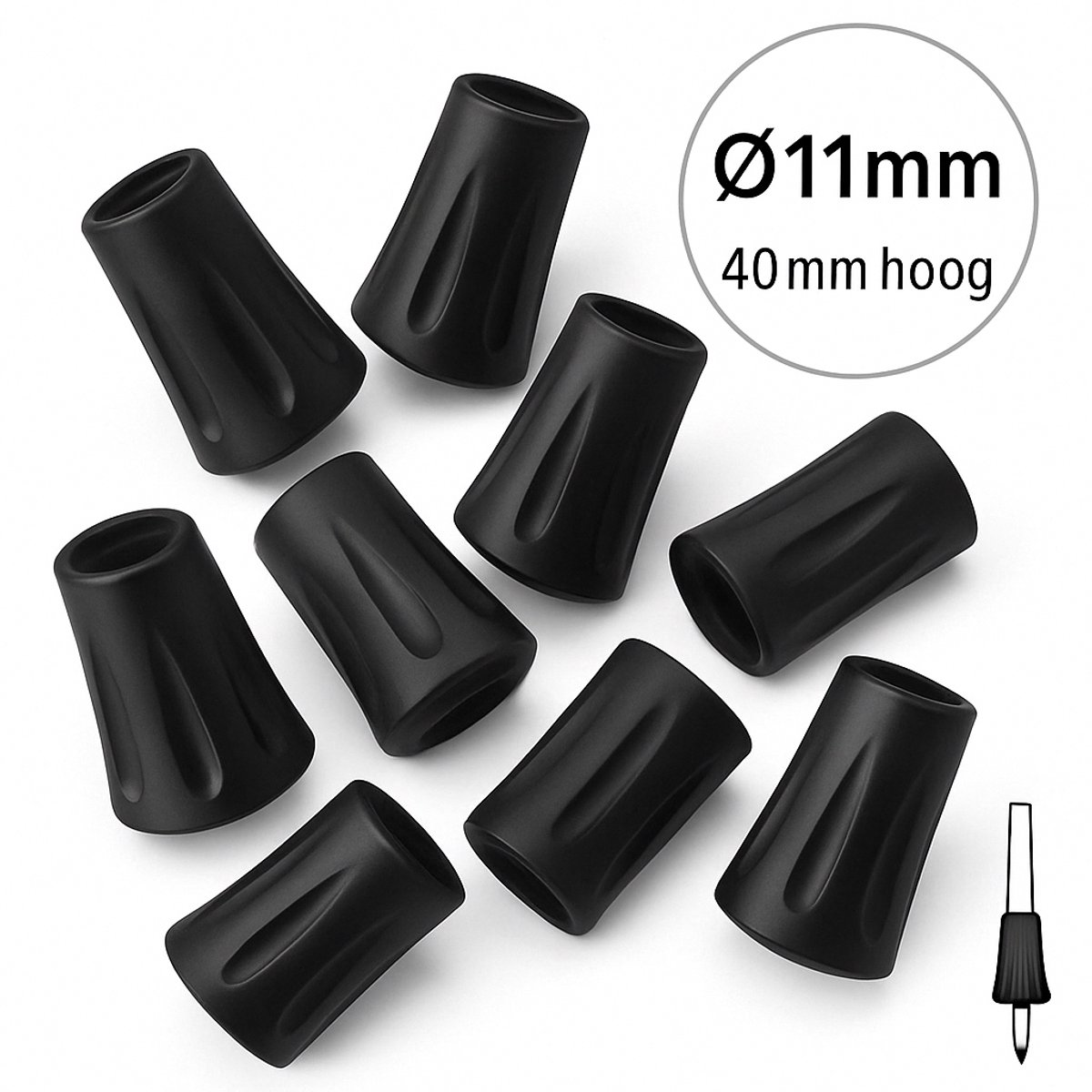Consumerce® Wandelstok Reservedop - 8 Stuks - 11mm - Trekkingstok Doppen – Trekkingstokken – Trekking Stokken – Wandelstokken – Wandel Stok – Wandelstokdoppen – Stokdop – Nordic Walking Stick Extra Grip - Eindstop