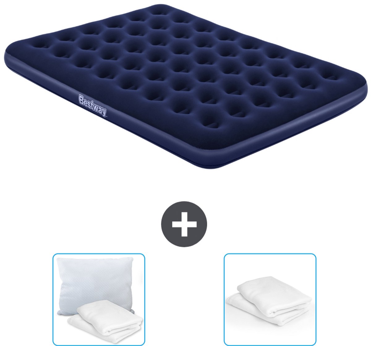 Bestway luchtbed - 2-Persoons - 152 x 203 x 22 cm - Blauw - Inclusief Kussen en Kussenbeschermer