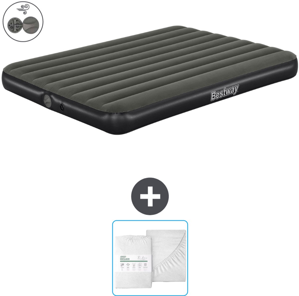 Bestway luchtbed - 2-Persoons - 152 x 203 x 25 cm - Groen - Inclusief pomp en Hoeslaken