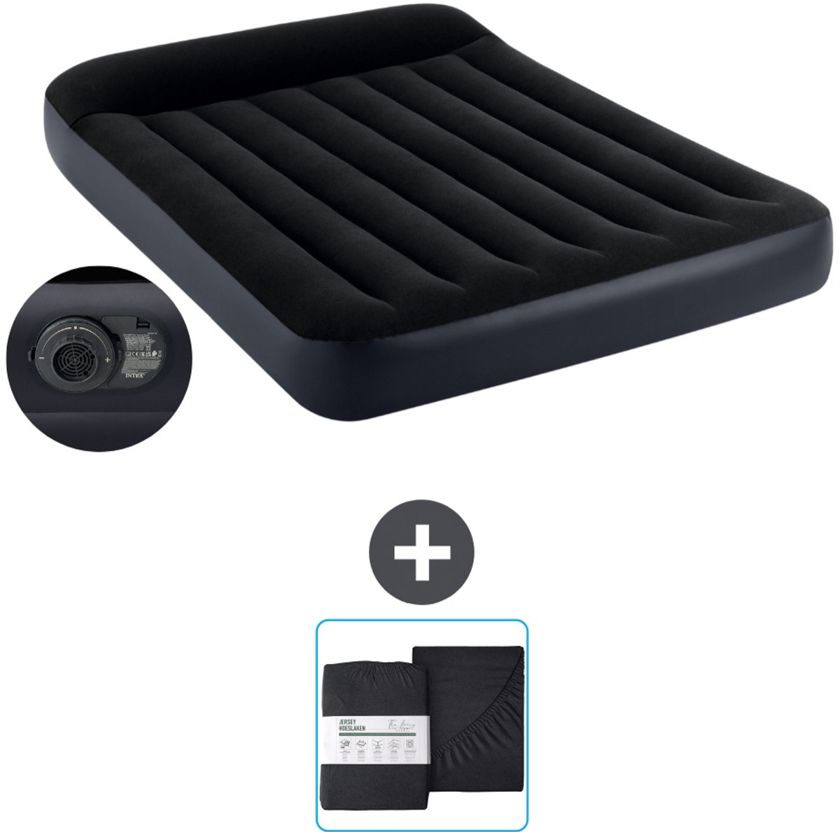 Intex Luchtbed - Twijfelaar - 137 x 191 x 25 cm - Blauw - Inclusief pomp en Hoeslaken