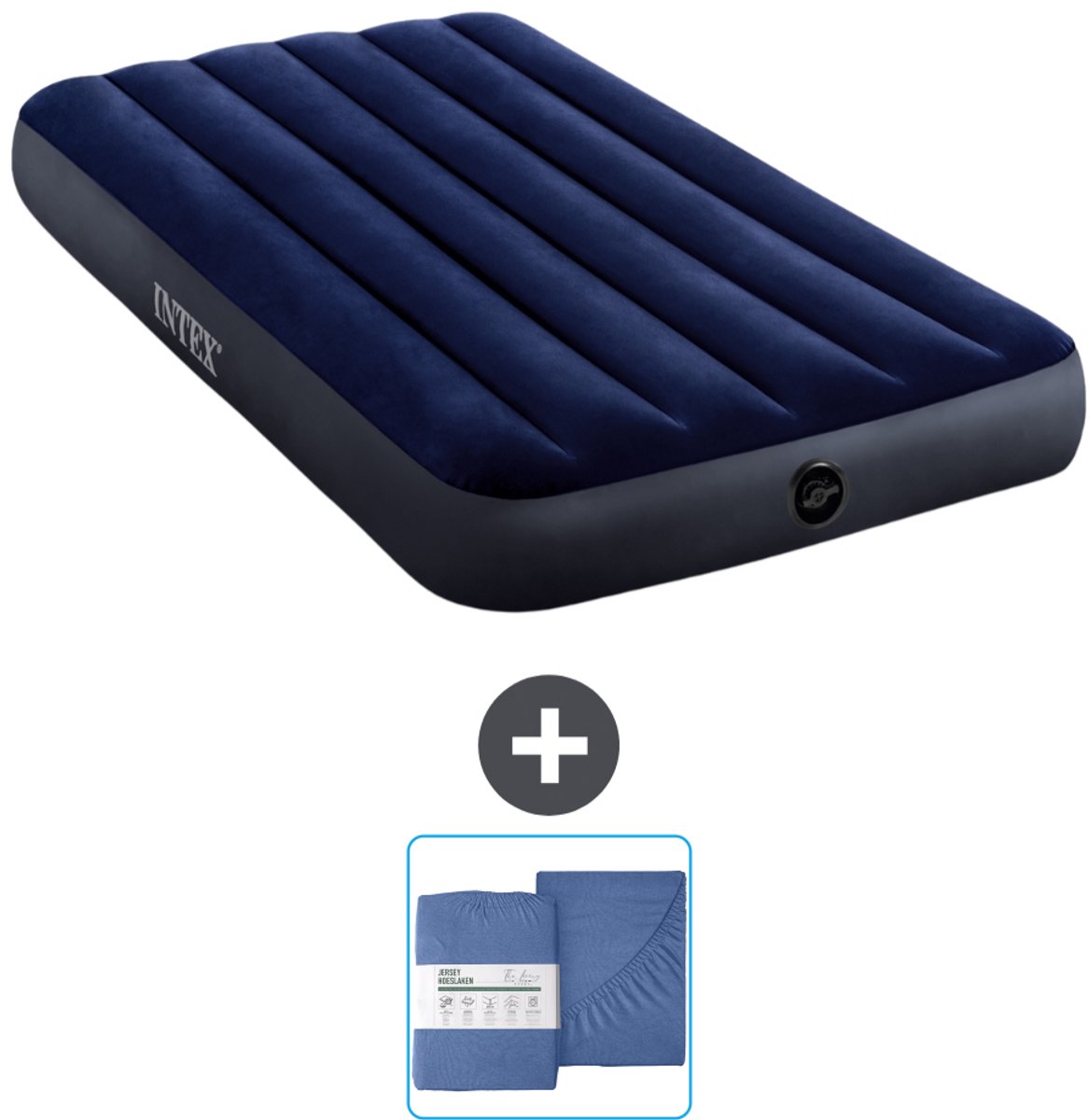 Intex Luchtbed - 1-Persoons - 99 x 191 x 25 cm - Blauw - Inclusief en Hoeslaken