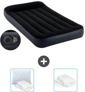 Matelas gonflable Intex - 1 personne - 99 x 191 x 25 cm - Blauw - Pompe incluse - Oreiller et protège-oreiller