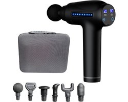 Massage Gun Professioneel – 30 Snelheden – 6 Opzetstukken – Stil – Diepe Weefselmassage – LED Display – USB Oplaadbaar – Triggerpoint – Voor Rug, Nek, Benen – Inclusief Opbergcase