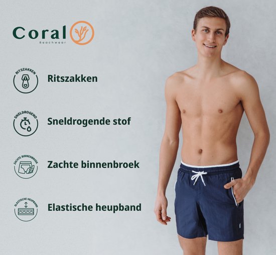 Coral Beachwear Zwembroeken - Zwembroek Heren XL - Rits - Sneldrogend