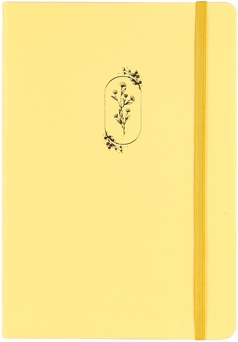 Victoria's Journals - Notitieboek A5 - 160 gsm - Luxe Vegan Leer Hardcover - Gelinieerd - Lichtgeel